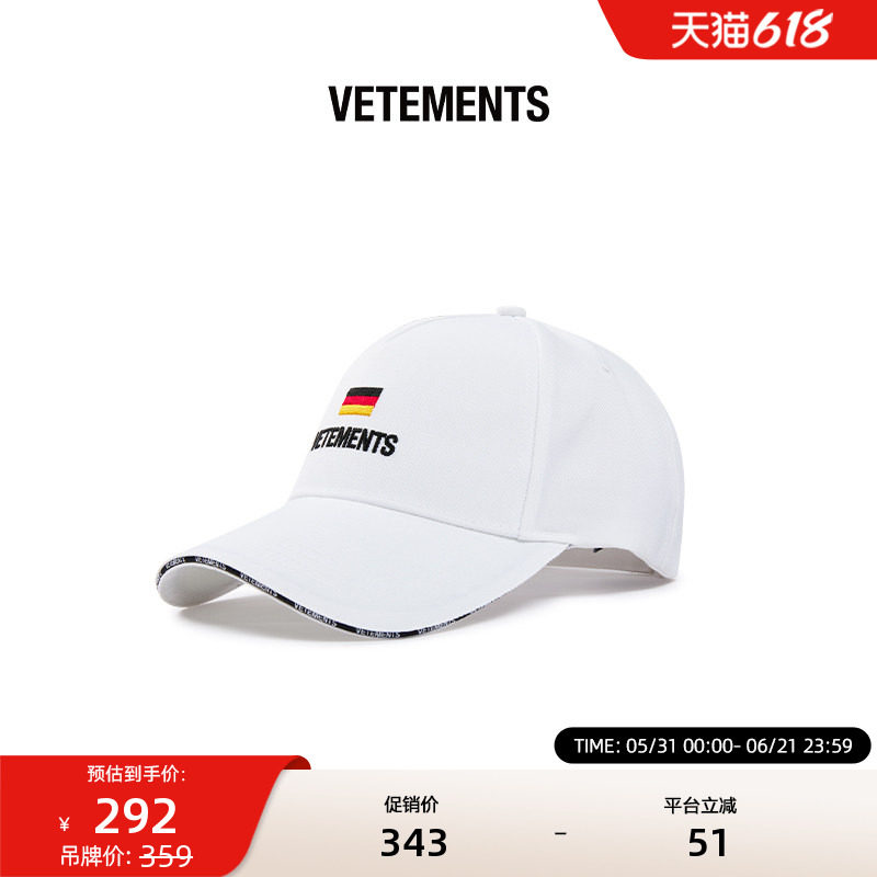 VETEMENTS潮流男女同款刺绣棒球帽可调节休闲鸭舌帽子35190001