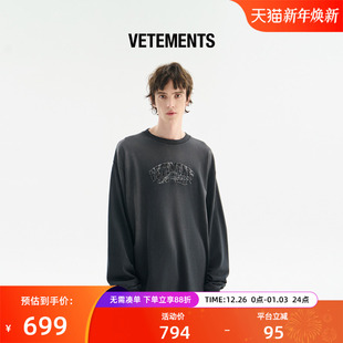VETEMENTS卫衣男女同款 做旧贴布绣花工艺宽松圆领卫衣14550001