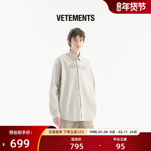 VETEMENTS2025秋冬新品顺色LOGO皮标男女翻领长袖衬衫14530001