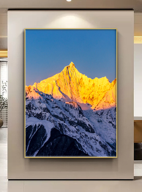 日照金山客厅玄关装饰画沙发背景墙落地壁画走廊竖版山水风景挂画