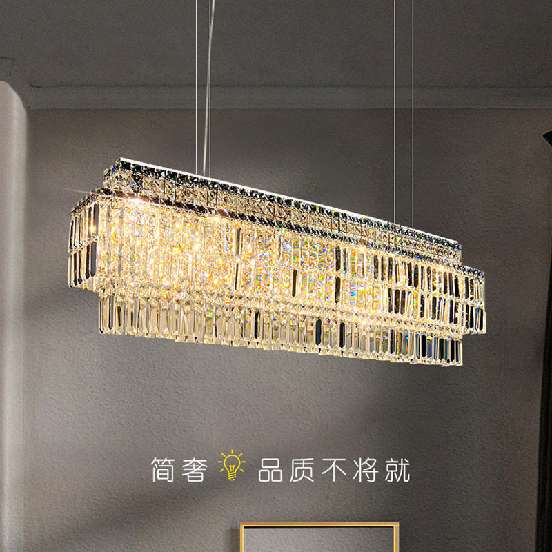 餐厅吊灯轻奢水晶灯意式长方形餐桌灯现代简约欧式客厅吧台灯家用