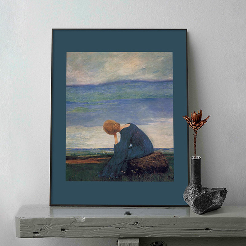 《Sehnsucht》复古蓝调风景装饰画欧式小众摆画卧室书房墙面挂画 - 实物图