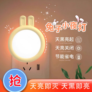 220v插电光控小夜灯卧室睡眠灯智能光控床头灯起夜灯天黑亮天亮灭