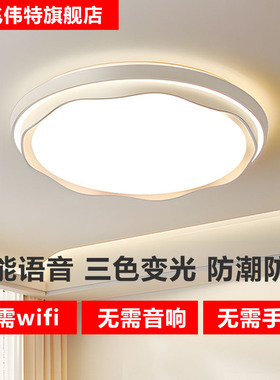 全光谱护眼LED智能语音吸顶灯无需连网声控遥控离线卧室客厅