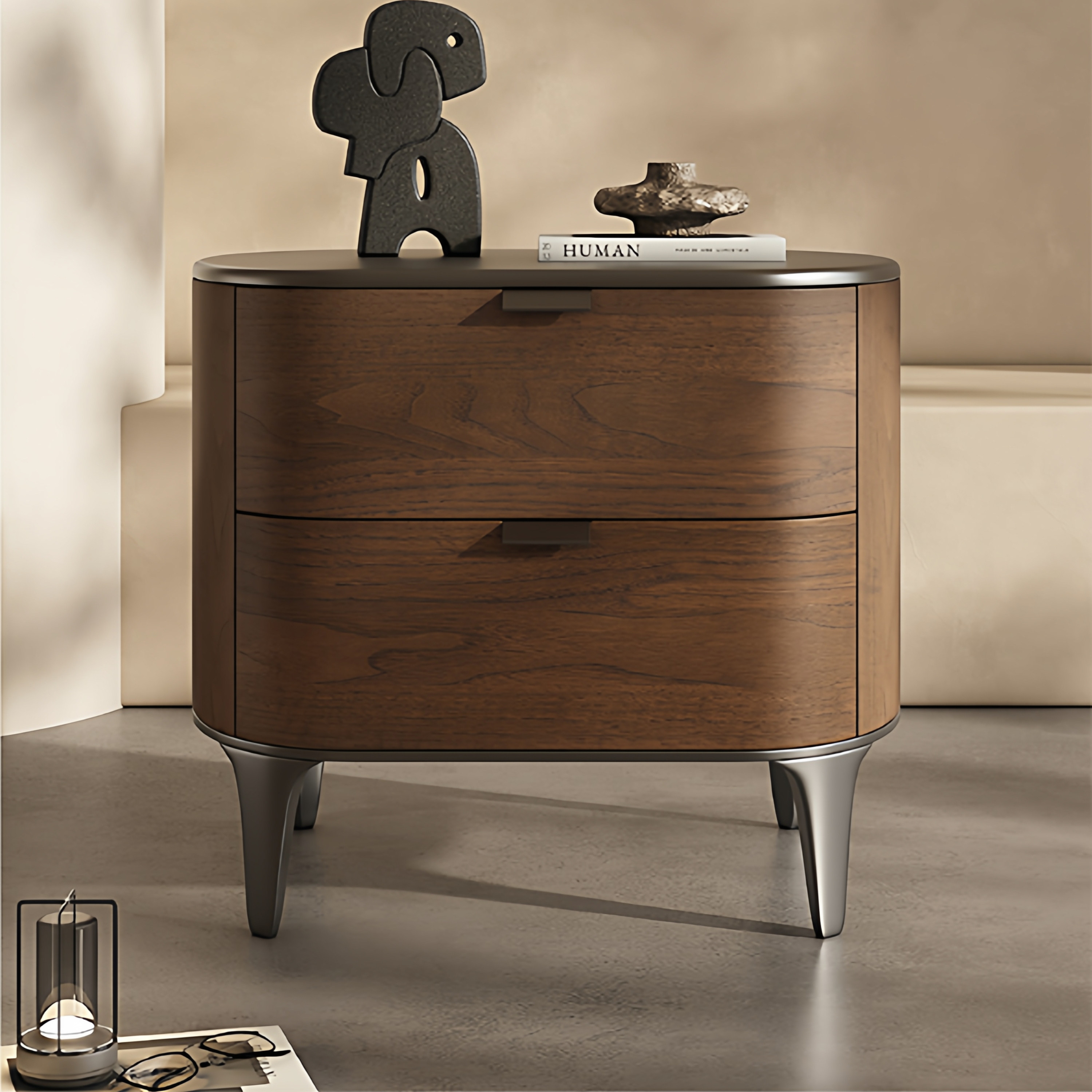 轻奢极简风黑胡桃木床头柜现代新中式高档设计师款实木床头储物柜,住宅家具,床头柜,淘宝优惠券,粉丝福利购,淘宝优惠卷