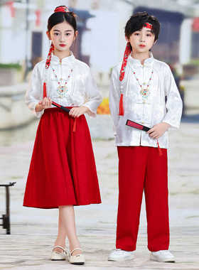 校服毕业照服装班服一年级小学生校服国风汉服夏季表演服装新款秋