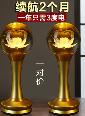 新款莲花灯供佛灯家用充电佛前led一对神台灯插电观音财神长明灯