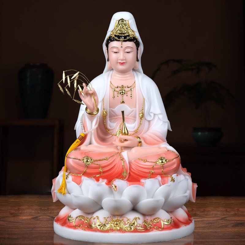 观音菩萨汉白玉石雕南海观世音