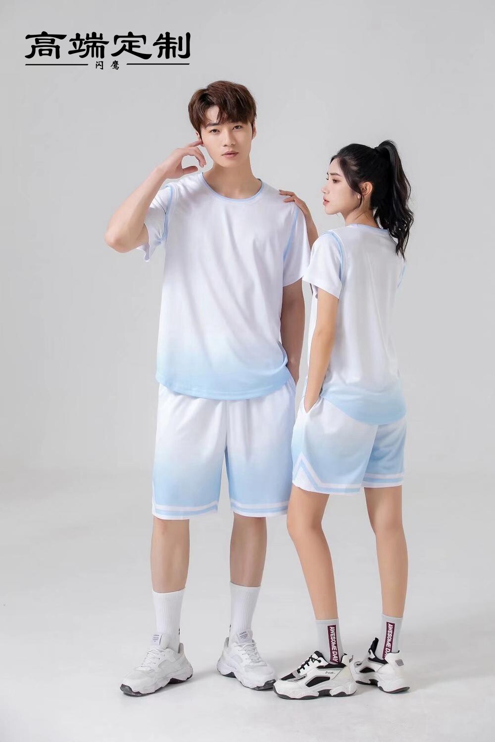 高端定制假两件篮球运动套装男女通用速干透气吸汗篮球服训练球衣图片