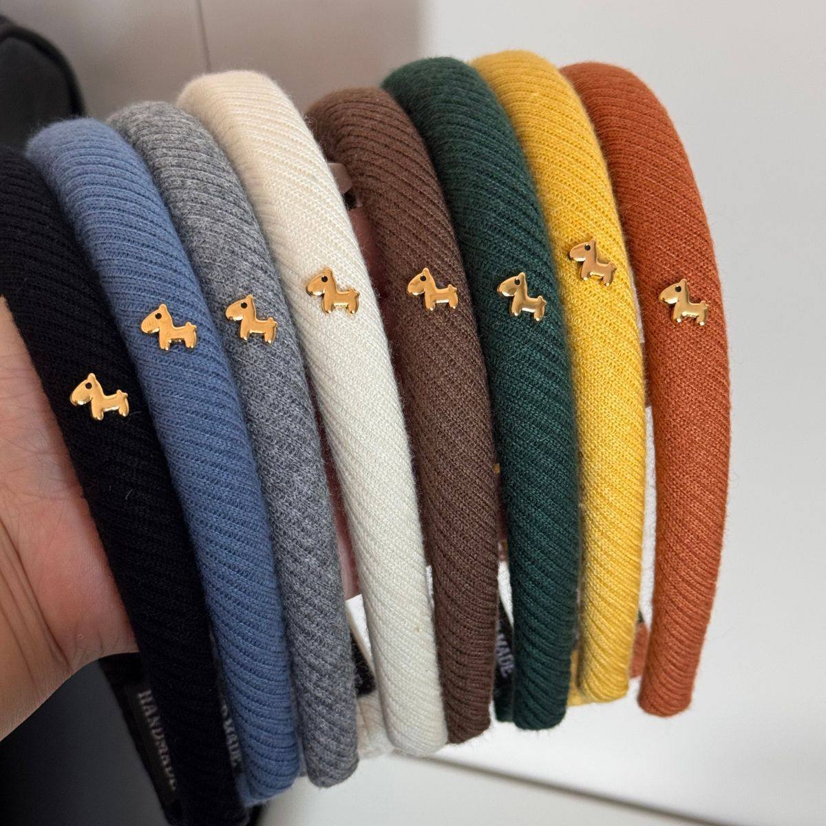 小马金标斜纹毛线细海绵发箍新款高级感彩色针织纯色高颅顶头箍女
