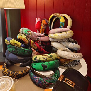 贵气新中式提花宋锦加宽加厚海绵发箍新款高颅顶复古高端气质发卡