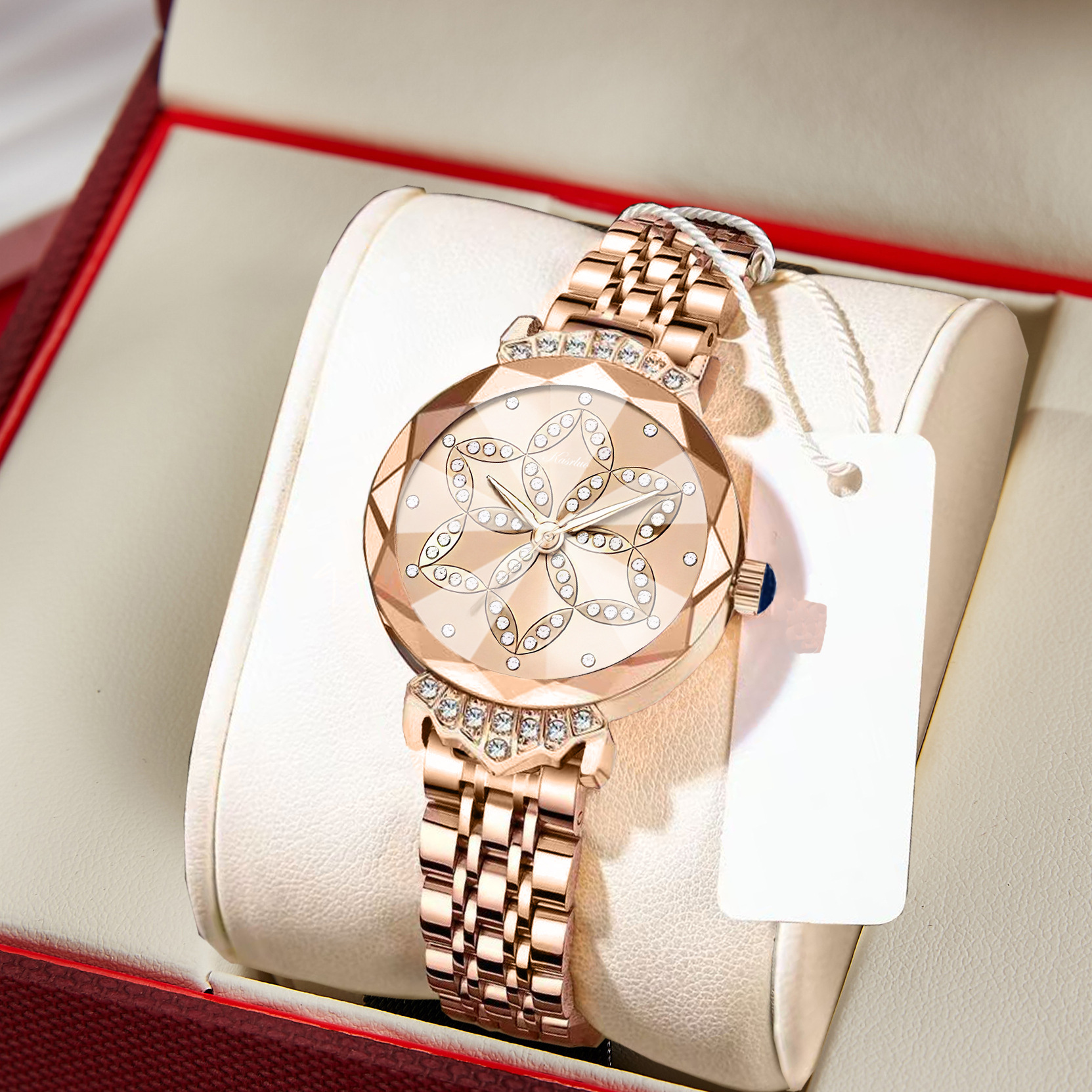 女款新款时尚独立女士六芒星高颜值防水轻奢手表高档气质