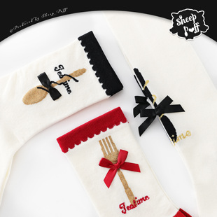 绵羊泡芙原创下午茶春夏lolita短袜可爱棉袜子鸳鸯袜中筒袜过膝袜