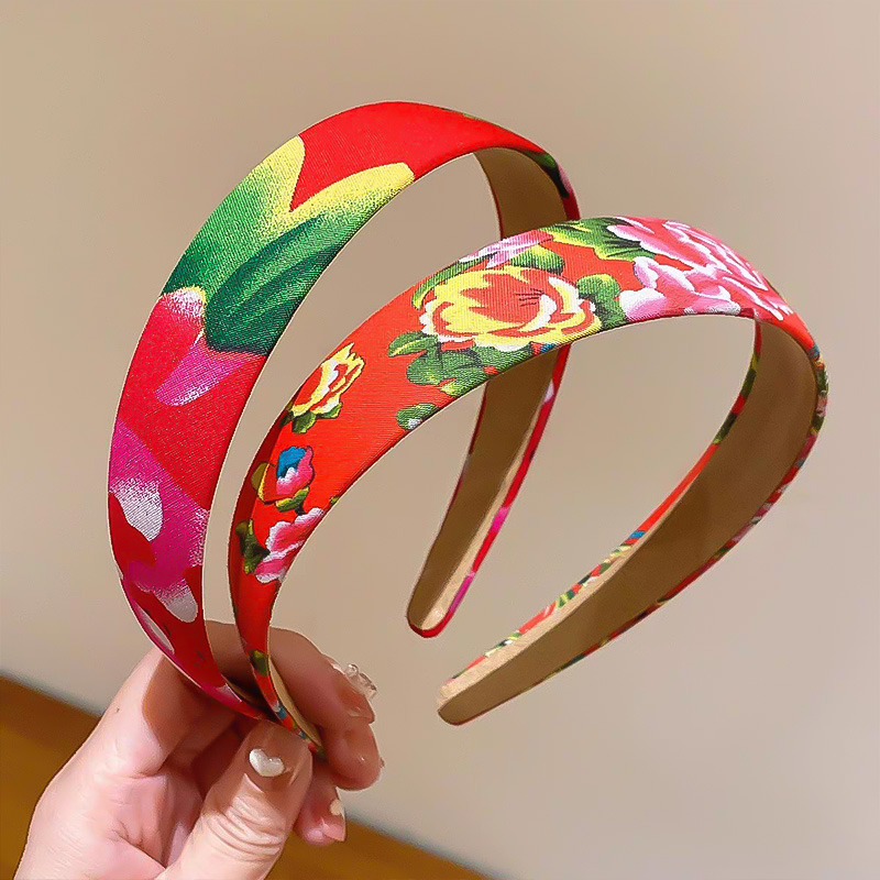 网红新中式东北大花国潮大肠发圈头绳级感发饰新款大红发箍肠圈