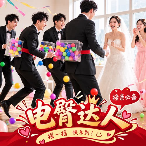 抖乒乓球电臀达人接亲游戏道具草裙抖音迎亲创意伴郎婚礼整人堵门