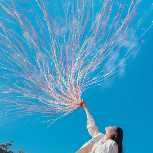 手抛彩带领证结婚庆婚礼派对氛围仪式感感生日拍照手扔礼花炮道具