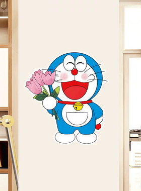 哆啦a梦贴纸门贴房间衣柜子冰箱装饰贴画墙面遮丑瑕补洞卡通贴纸