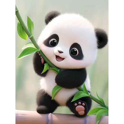 熊猫图案家居出租屋浴室卧室背景墙贴纸玄关自贴防水装饰海报贴画