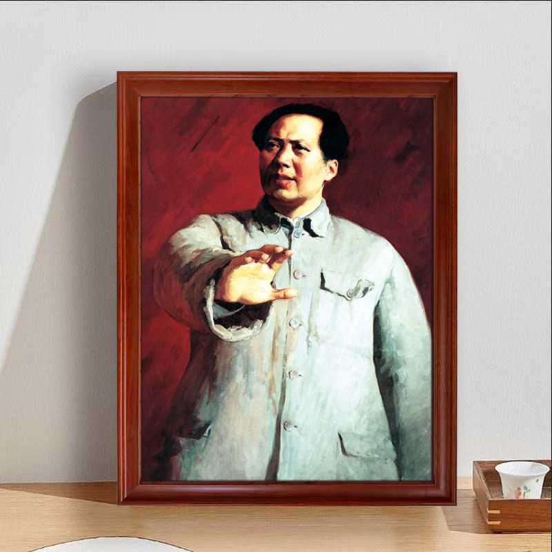 伟人在十二月会议上--专用油画布防水木质框办公客厅中堂背景壁画