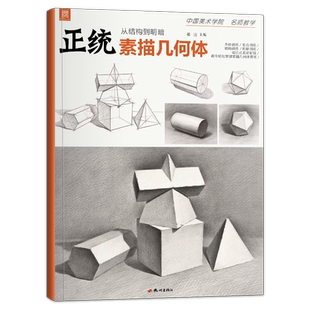 正统素描几何体  零基础到位素描石膏形体入门初学者单个体结构明暗光线组合8开临摹范本画册中考考级起步教程教材书籍