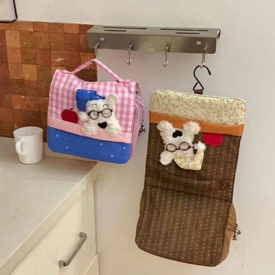 tagi收纳包化妆包橙色大容量通勤高颜值格子收纳便携式洗漱化妆包