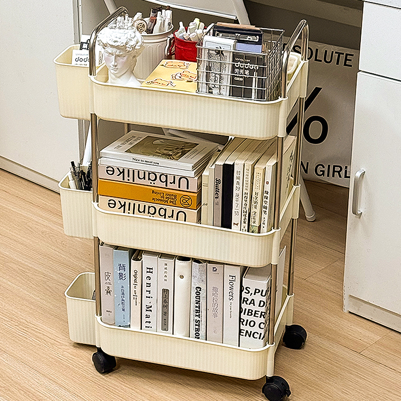 桌下书本收纳箱床头小推车桌边书箱书架置物架宿舍大学课本收纳架