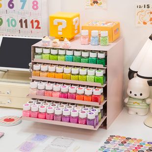 拼豆收纳柜221色桌面收纳盒大容量置物架多层拼豆素材抽拉信盘