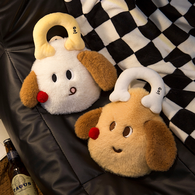 小狗手提式毛绒热水袋注水暖手袋