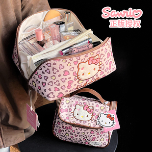 豹纹KT化妆包外出便携大容量可爱收纳包旅行出差大开口分区洗漱包