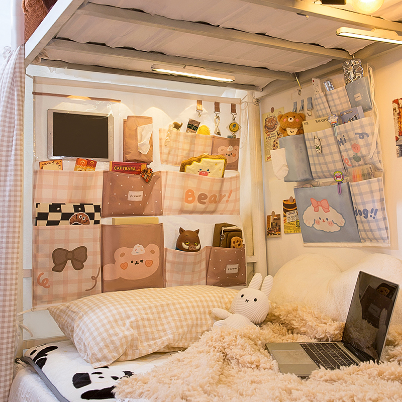 床头收纳袋布艺学生宿舍