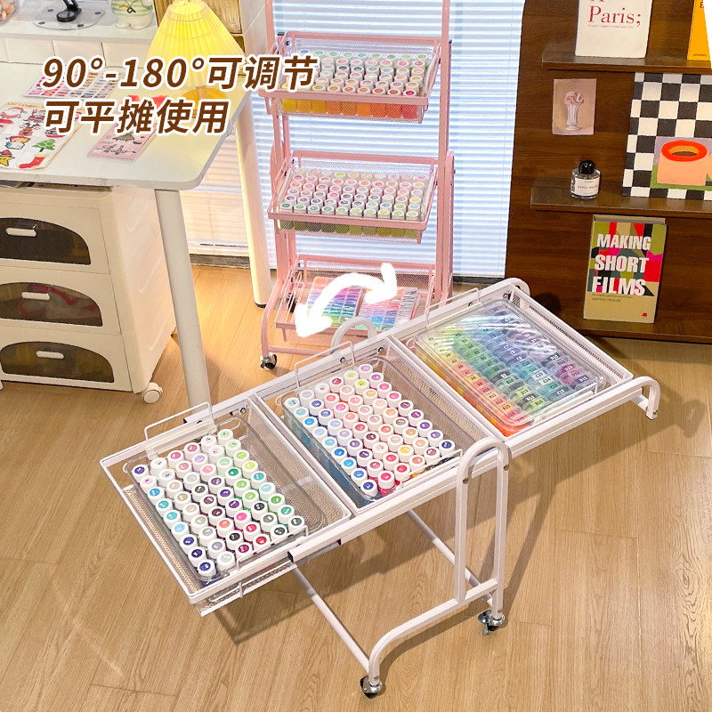 拼豆收纳推车平行置物架桌面扩展收纳盒三层可移动收纳架手工台,收纳整理,桌面收纳盒,淘宝优惠券,粉丝福利购,淘宝优惠卷