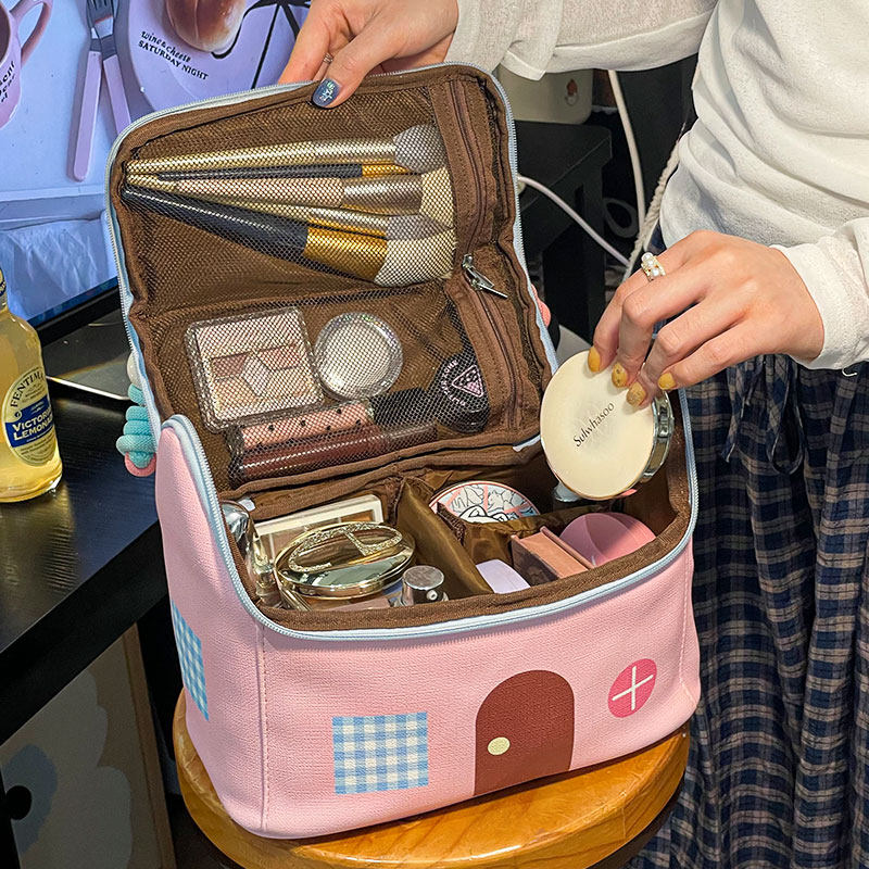 大宿小舍多巴胺化妆包女2026新款大容量分区收纳手提少女心洗漱包,收纳整理,化妆包,淘宝优惠券,粉丝福利购,淘宝优惠卷