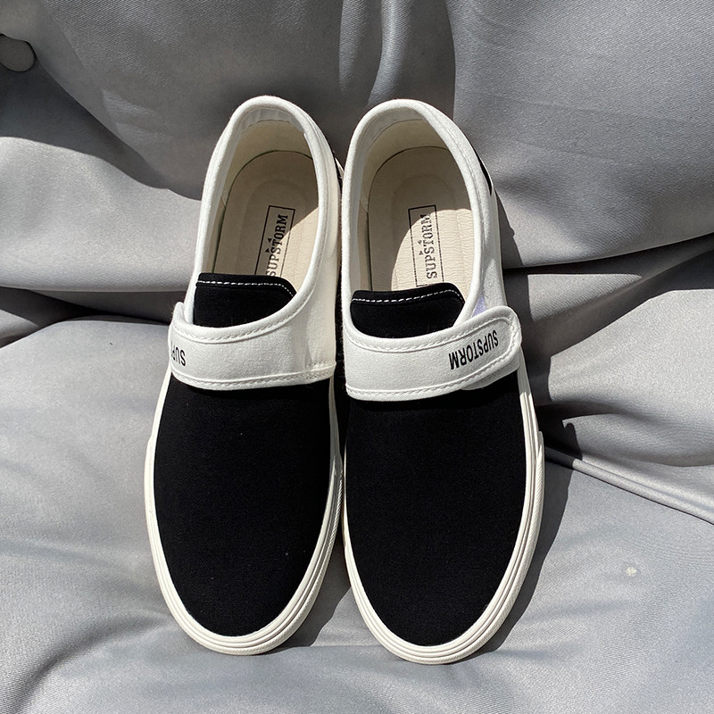 2025夏季新款男士百搭黑色一脚蹬帆布鞋透气大码男鞋休闲板鞋,流行男鞋,休闲板鞋,淘宝优惠券,粉丝福利购,淘宝优惠卷