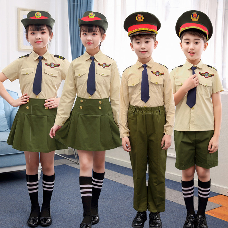 儿童大合唱中小学生幼儿园园服男女小海军水手套装警察军装演出服
