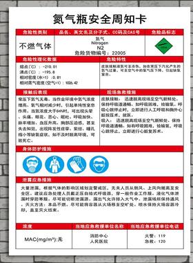氮气危险化学品安全周知卡警示牌标示提示标牌定制职业病危害告知牌易燃易爆腐蚀中毒危险品标识标志mdss定制
