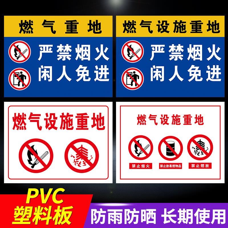 燃气设施重地警示牌天然气严禁烟火闲人免进消防通道禁止占用燃气房标志燃气阀门提示牌消防安全标识标牌定制