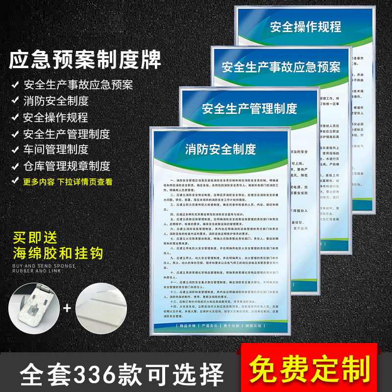 安全生产消防火灾事故应急预案安全操作管理规范规程规章制度宣传栏标语海报挂图墙贴告示警示提示标识标志牌