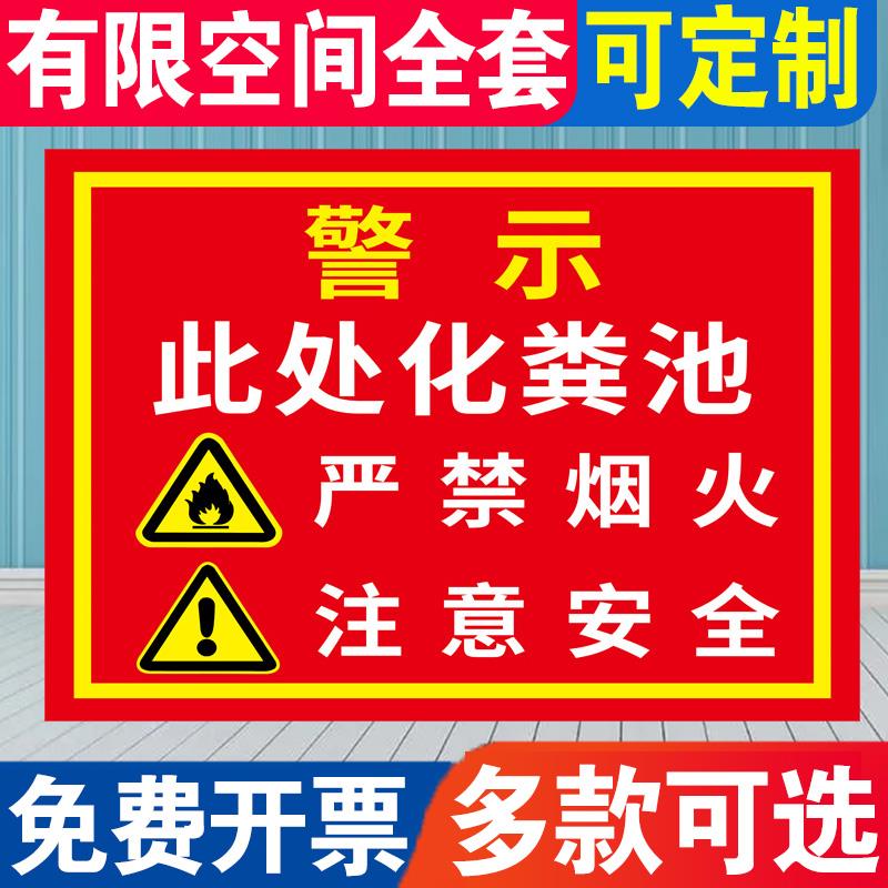 化粪池标识牌有限空间标识牌严禁烟火警示牌安全告知牌注意安全标示标志提示牌贴纸职业危害风险点标牌定做