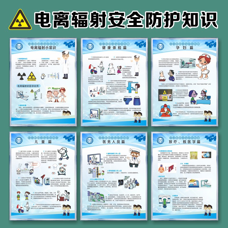 医院放射科CT磁共振检查安全标语放射防护注意事项提示牌电离辐射安全知识孕妇当心电离辐射宣传知识挂图墙贴