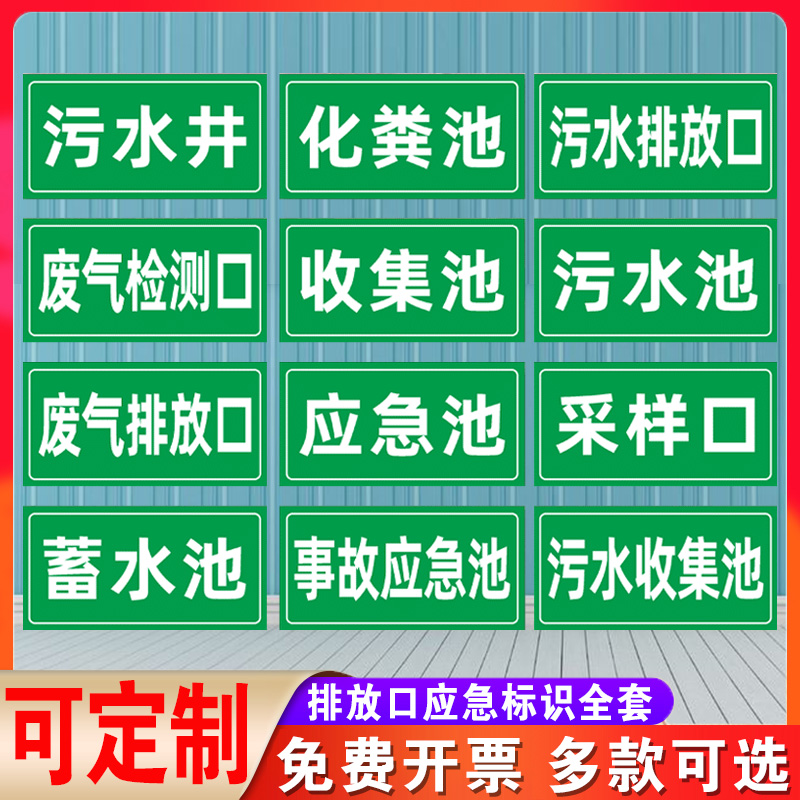 污水井污水池污水排放口废气检测口雨水收集池化粪池蓄水池采样口收集池事故应急池消防池警示牌标识牌标示牌