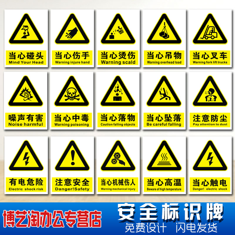当心有电类安全警示牌禁止吸烟有电危险警告严禁注意消防安检环保检查企业工地生产标示消防安全标识牌可定制
