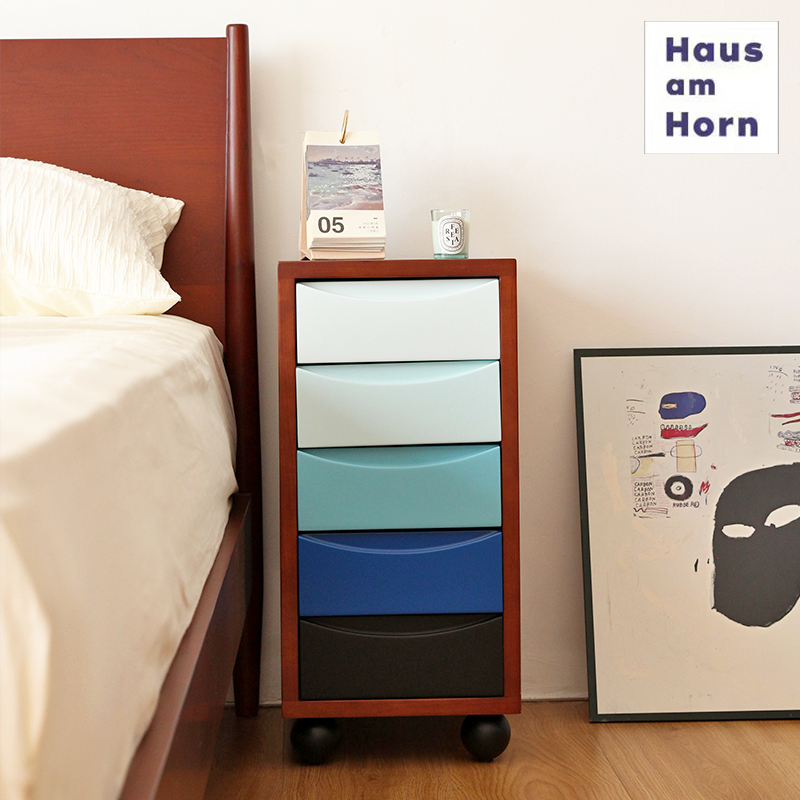 号角屋实木拼色床头柜