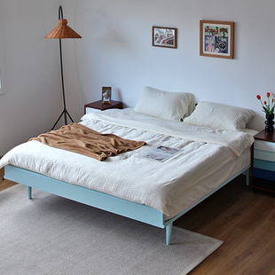 北欧简约无床头樱桃木实木小户型1.8米双人床 尼尔森床 号角屋