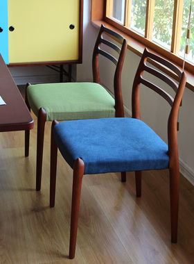 『号角屋78号餐椅』北欧中古设计师家用实木靠背软包休闲藤编椅子