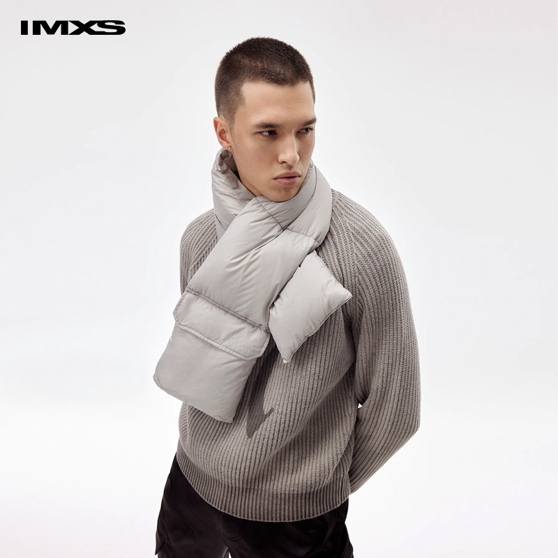 IMXS羽绒保暖围脖冬季新款交叉轻便时尚男女围巾脖套潮