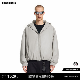 IMXS蛋白皮PU连帽羽绒服酷飒街头风落肩加厚外套皮衣男女25年新款