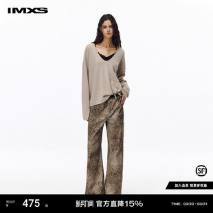 女宽松显瘦百搭直筒豹纹长裤 80S复古水洗微喇牛仔裤 子 豹火 IMXS