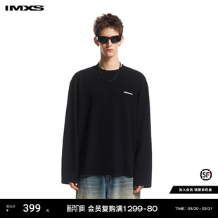 T恤26年新款 IMXS立体印花男女同款 春夏圆领百搭休闲宽松套头长袖