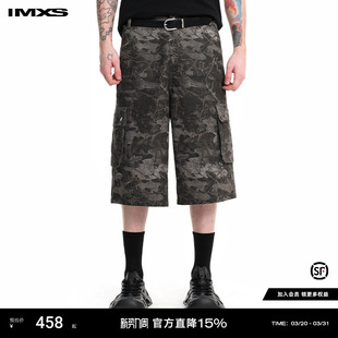 2025年春季 复古休闲迷彩裤 宽松直筒牛仔七分美式 IMXS主题印花短裤
