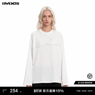 Run Horse 松弛感字母烫钻长袖 T恤女打底衫 IMXS 2025年春季 New